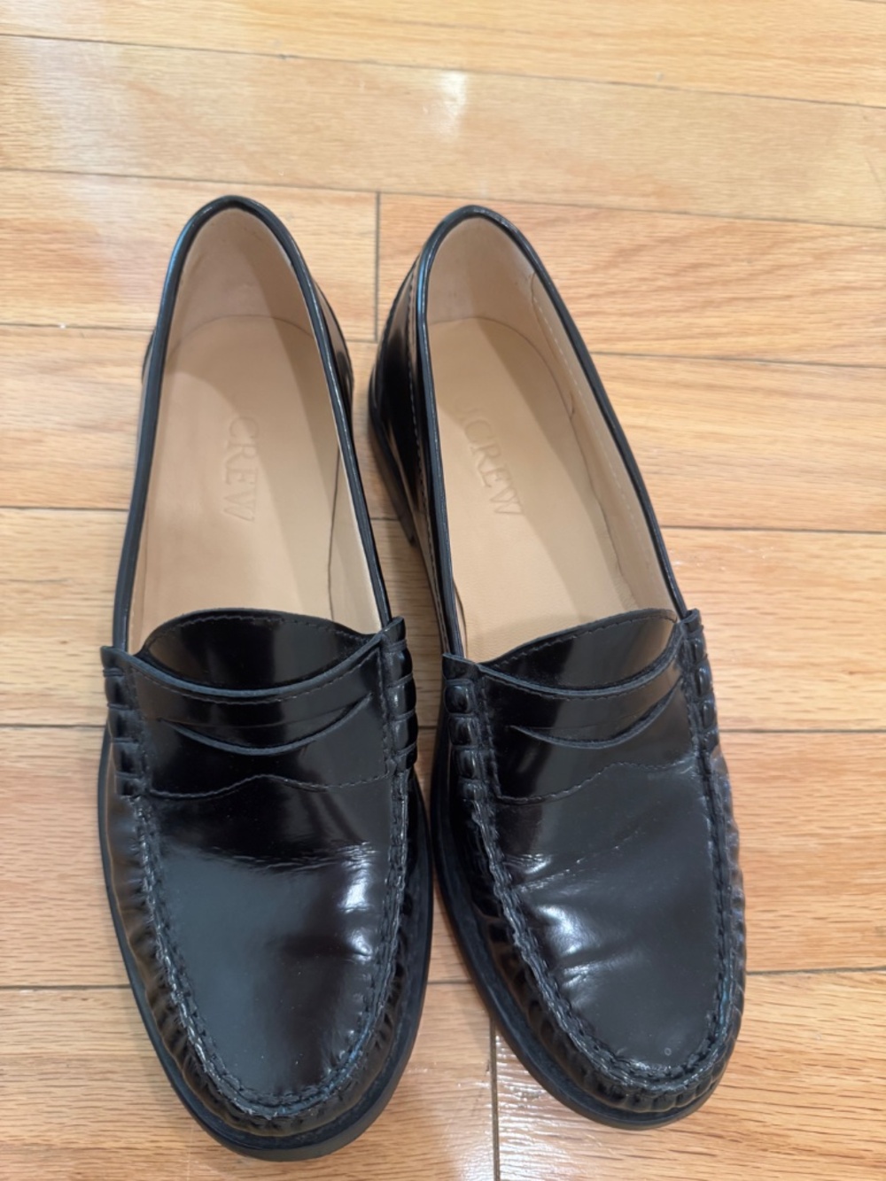 J. Crew Winona Penny Loafers Black Italian Leather Size 8 - Picture 3 of 5